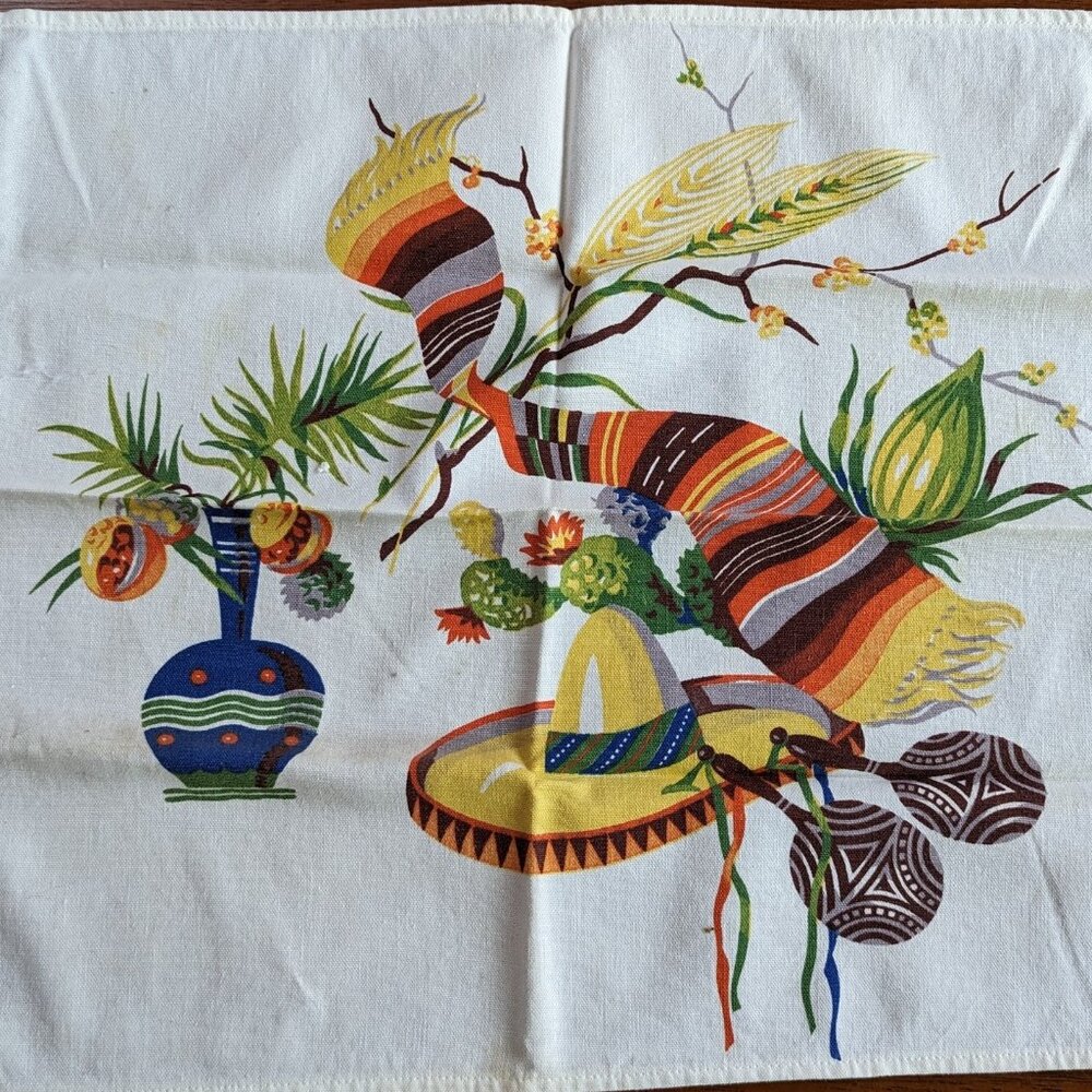 Mid Century 3 Vintage Cotton Napkins